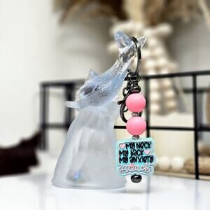 Anxiety Attack Keychain, Pink and Turquoise Beads, 80's and 90's, 40 Year Club